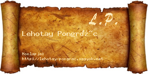Lehotay Pongrác névjegykártya